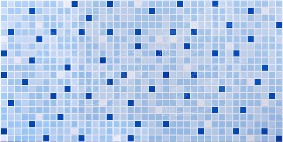 Панель листовая ПВХ «Бюджет» мозаика &quot;Микс синий&quot; 957х480 (пленка 0,3мм) Регул