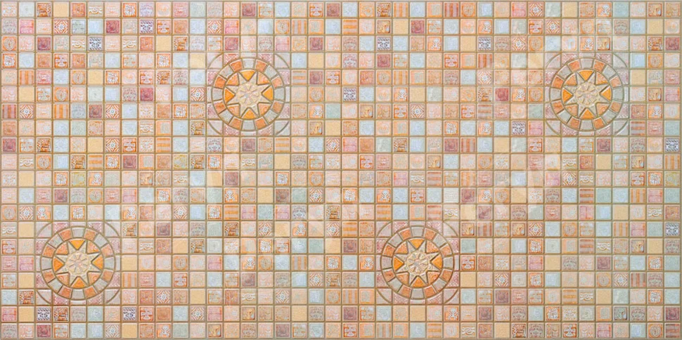 Панель листовая ПВХ «Стандарт +» мозаика &quot;Медальон коричневый&quot; 957х480 (пленка 0,4мм) Регул