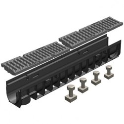 Лоток водоотводный GIDROLICA Pro DN100 C250 пластиковый 1000*145*152 мм арт.800pro