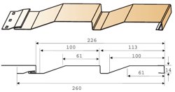 М/Сайдинг МП PE RAL **, Корабельная Доска, толщина 0.45 мм, размер 0,26*м2