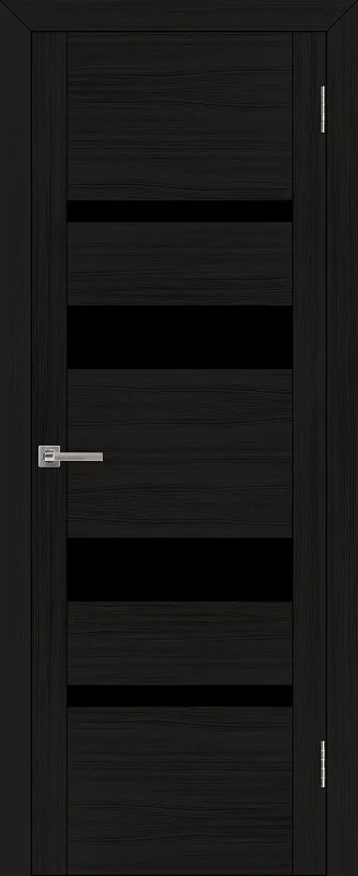 Дверь Uberture UNILINE Модель 30013 частичное черное стекло, шоко велюр 60, экошпон