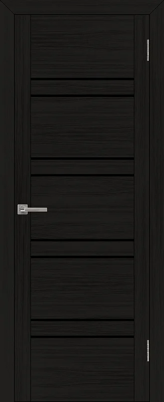 Дверь Uberture UNILINE Модель 30026 частичное черное стекло, шоко велюр 60, экошпон