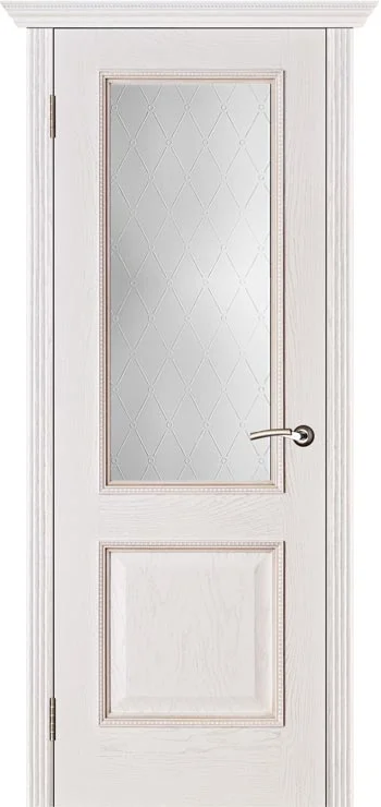 Дверь Porte Vista Шервуд стекло Классик серебрянная патина тон 25 90, шпон