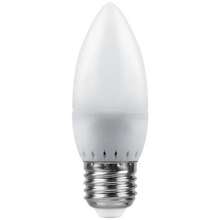 Лампа светодиодная 7W E27 230V 2700K (желтый) Свеча матовая (C37) SAFFIT, SBC3707