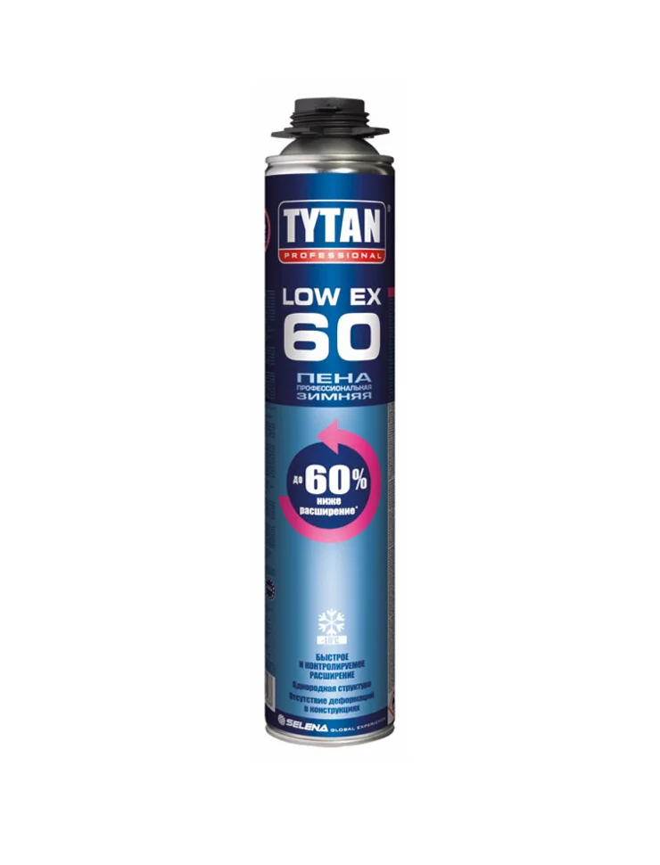 Пена монтажная профессиональная TYTAN Professional LowEx 60 зимняя 750 мл (от -10°C до +30°C)