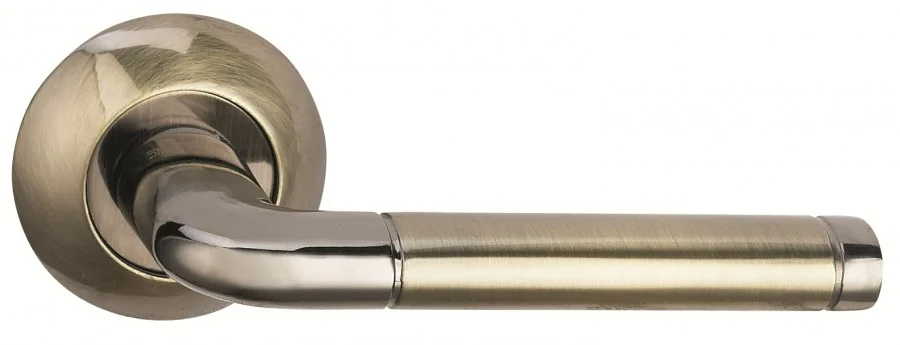 Ручка дверная BUSSARE на круглой накладке LINDO A-34-10 GRAPHITE/ANT. BRONZE (графит/античная бронза)