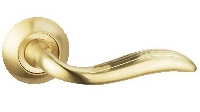 Ручка дверная BUSSARE на круглой накладке PASSADO A-35-10 S. GOLD (золото матовое)