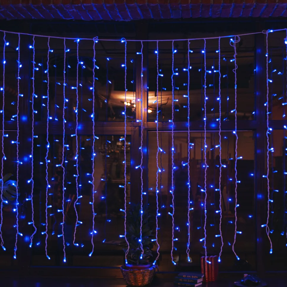 Гирлянда - занавес электрическая со статическим свечением 240LED, синий, соединяемый, 3х2м, ULD-C2030-240/SWK BLUE IP67