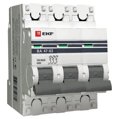 Выключатель автоматический диф. тока 3п C 50А ВА 47-63 4.5кА PROxima EKF mcb4763-3-50C-pro