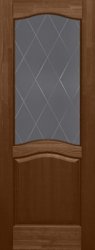 Дверь ОКА "Лео" стекло графит античный орех 80 (браш массив сосны)