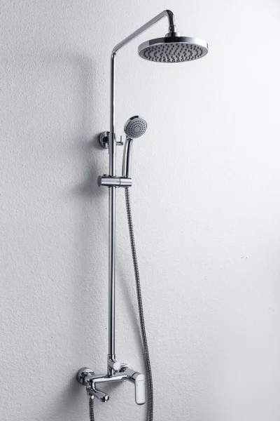 Система душевая BRAVAT Opal R со смесителем для ванны, поворотный излив (верхний душ круглой формы), хром
