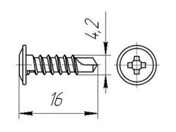 Саморезы с прессшайбой сверло 4,2x16 цинк (100шт) пакет