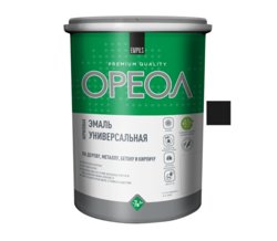 Эмаль ОРЕОЛ акриловая глянцевая черная 1,9 кг