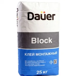Клей монтажный DAUER BLOCK для газобетона 25 кг