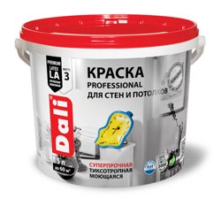 Краска ВД для стен и потолков акриловая супербелая глубокоматовая DALI-PROFESSIONAL 9л ( Т-ра перевозки не ниже +5град)