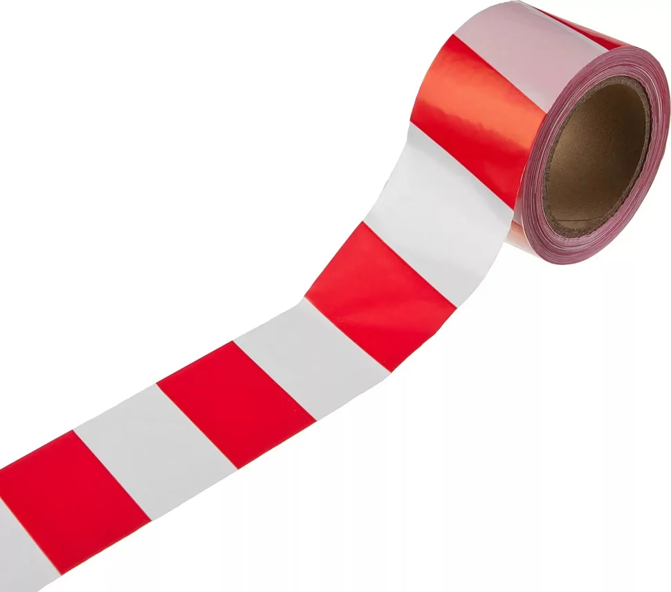 Лента сигнальная 75ммх200м, цвет красно-белый, в индивидуальной упаковке ЗУБР Мастер