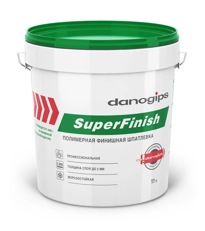 Шпаклевка готовая DANOGIPS SUPER FINISH полимерная финишная 11 л (18,1 кг)
