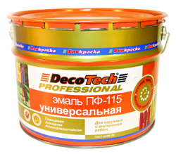 Эмаль ПФ-115 белая 2,8 кг DecoTech ГОСТ 6465-76 (колеруется База А)