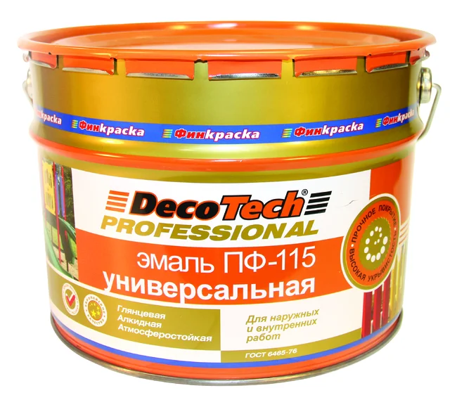 Эмаль ПФ-115 серая (RAL 7040) 10 кг DecoTech ГОСТ 6465-76 (Т-ра перевозки не ниже -4град)