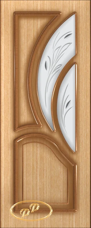 Дверь РУМАКС Карелия-2 стекло матовое с рис. 2-е матирование фацет 60, шпон дуб бесцв. лак, пазы коричневые