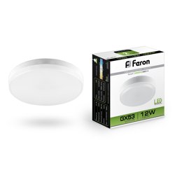 Лампа светодиодная 12W GX53 230V 4000К (белый) Feron, LB-453