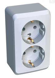 Розетка 2-местная ОП Этюд 16А с заземл. защ. шторки бел. Systeme Electric PA16-008B