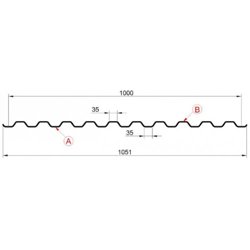 Профнастил "Металлпрофиль" С-21(Тип), 0.5 мм Ecosteel ** 1.051 * м2