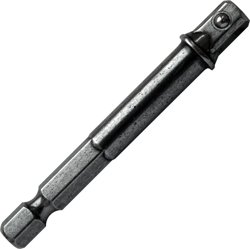 Адаптер для головок, длина 65 мм, хвостовик шестигранник 1/4", квадрат 1/4". ПРАКТИКА
