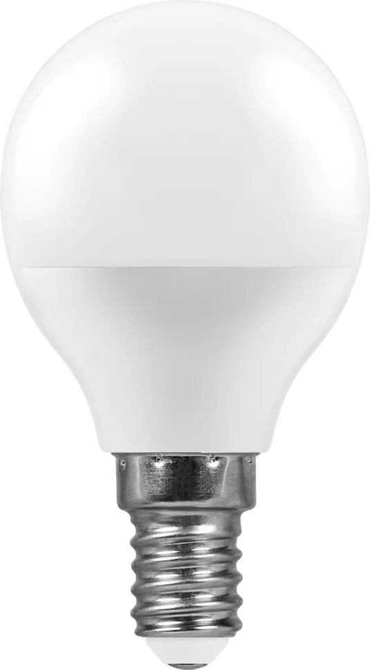Лампа светодиодная 7W E14 230V 2700K (желтый) Шарик матовый(G45) Feron, LB-95