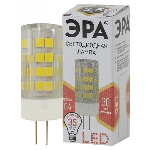 Лампа светодиодная 3,5W G4 220V 2700K (желтый) ЭРА JC-3,5w-220V-corn, ceramics-827-G4
