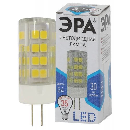 Лампа светодиодная 3,5W G4 220V 4000K (белый) ЭРА JC-3,5w-220V-corn, ceramics-840-G4