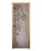 Дверь для саун Стекло сатин матовый рис. Берёзка 1900х700 ЛЕВАЯ (коробка осина 2,5шт, петли, ручка)