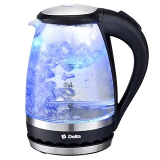 Чайник электрический DELTA LUX DL-1202 1,5л, 2200 Вт, черный