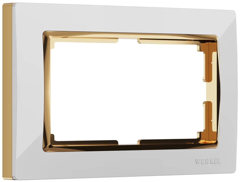 Рамка для двойной розетки Werkel Snabb, белый/золото, WL03-Frame-01 -DBL-white-GD