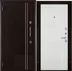 Дверь мет. REGIDOORS Норд-2 880х2055 "Пр" муар коричневый+вставка кор.глянец/Uno RAL 9003 "LACOBEL белое"