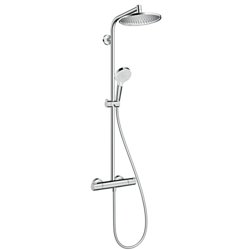 Система душевая HANSGROHE Crometta E Showerpipe 240, настенный монтаж, термостат для душа, ручной душ 1 режим, верх., метал. шланг 1,6м, (хром)