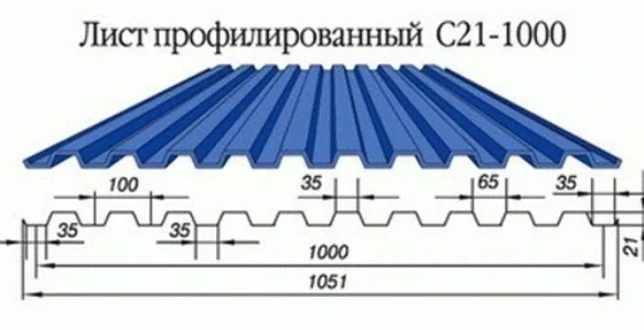 Профнастил С-21(Тип), 0.5 мм "Стальной бархат" PE, RAL ** Stynergy, 1.051 * м2