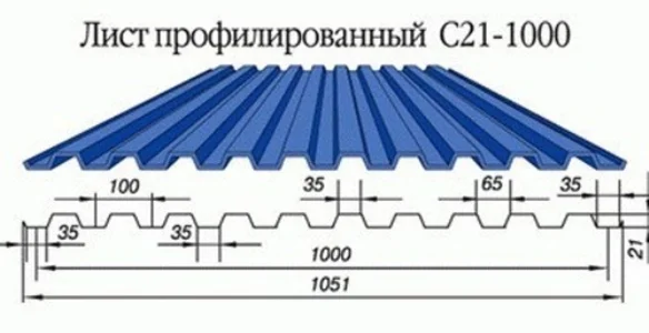 Профнастил С-21(Тип), 0.5 мм &quot;Стальной бархат&quot; PE, RAL ** Stynergy, 1.051 * м2