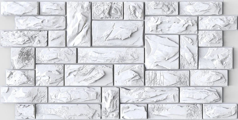 Панель листовая ПВХ «Стандарт» камень Пиленый настоящий белый 951х495 (пленка 0,4мм) Регул