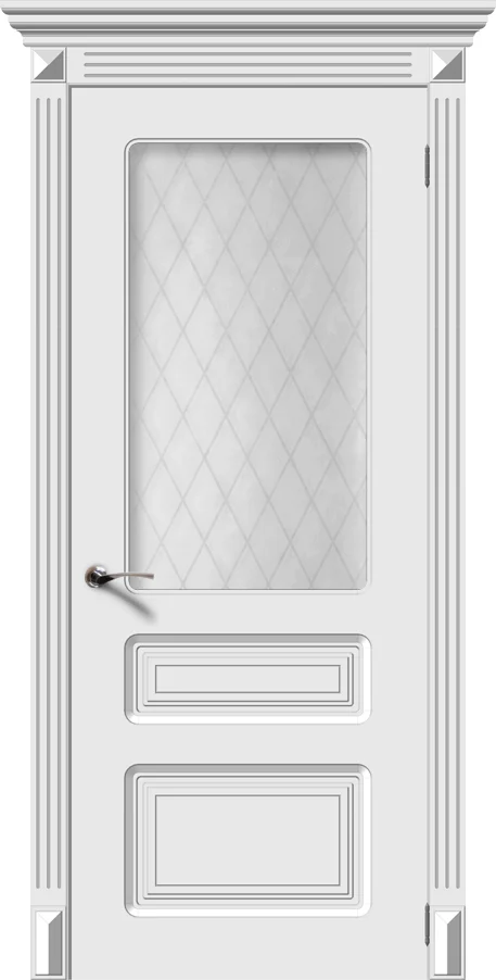 Дверь VERDA Трио со стеклом Кристалл белый 80, эмаль