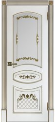 Дверь REGIDOORS Алина-2 со стеклом 80, эмаль белая с патиной золото
