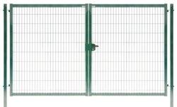 Ворота распашные 1,73*3,5м (заполнение - панель MEDIUM Lock диам. прутка 4мм ячейка 200х50мм), зеленый RAL 6005