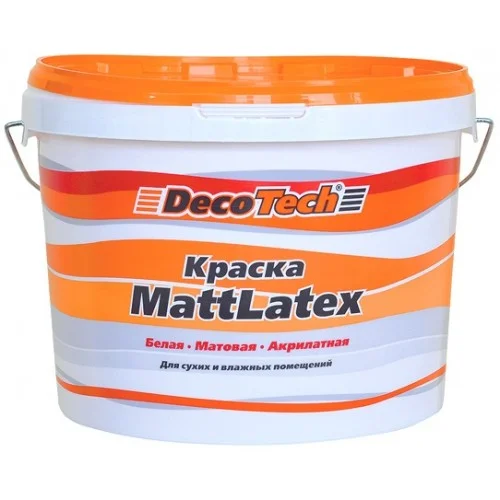 Краска ВД для влажных помещений матовая DecoTech MattLatex 10л