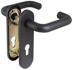 Ручка дверная FUARO DH-0433 NE черная с пружиной для технических и противопожарных дверей