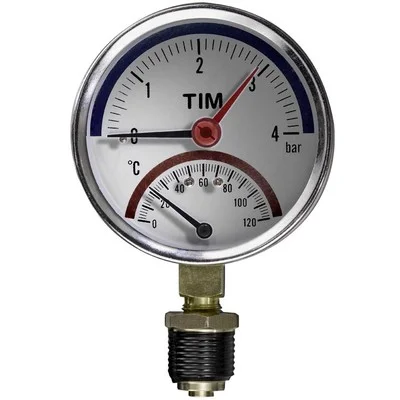 Термо-манометр TIM радиальный 4 бар, резьба 1/4&quot; наружная