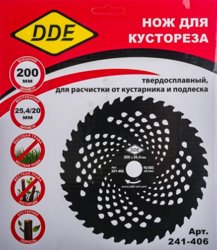 Диск для кустореза DDE WOOD CUT твердосплавный, 40 зубьев, 200 х 25,4/20 мм (толщина = 1,3 мм)
