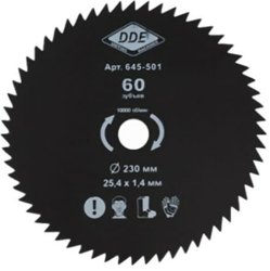 Диск для триммера DDE WOOD CUT 60 зубьев, 230 х 25,4 мм (толщина = 1,4 мм)