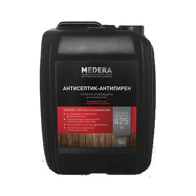 Огнебиозащита MEDERA 200 - Cherry конц. 1:15, 5л (2 гр. огнезащиты) для наруж. работ