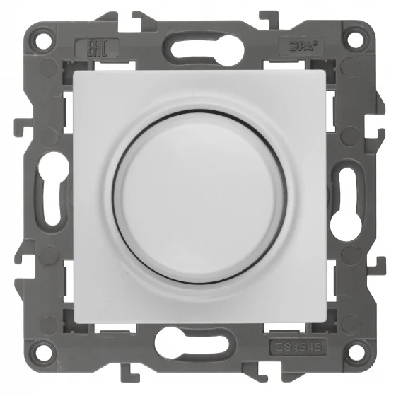 Светорегулятор поворотно-нажимной Эра22 Elegance белый (400ВА 230В), арт.14-4101-01