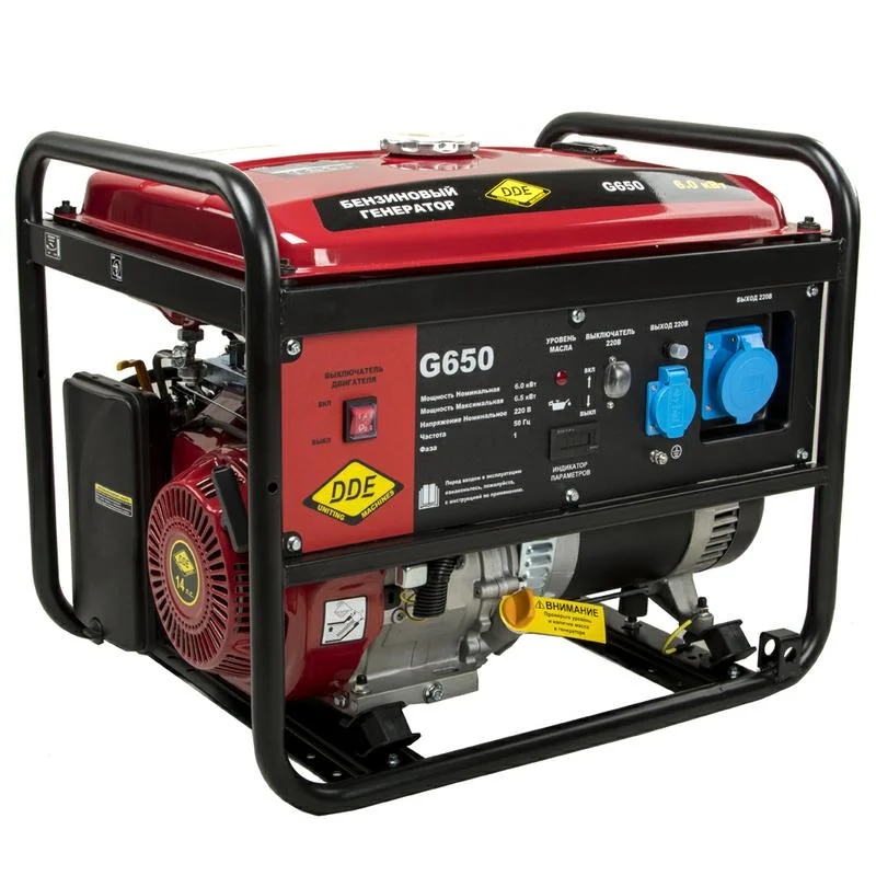 Генератор бензиновый DDE G650 (1ф ном/макс. 6,0/6,5 кВт, т/бак 25л, дв-ль 14 л.с., 81кг)